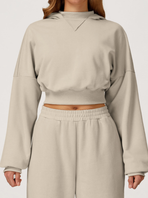 Sculpted Luxe Cropped Hoodie - Image 2