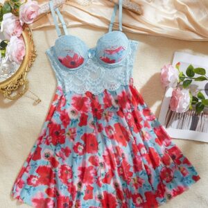 Vivid Bloom Underwire Lace Nightgown